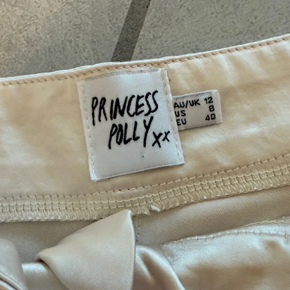 Princess Polly champagne silk trousers size 8 wide leg